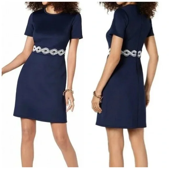 stretch fit and flare dress Michael Kors Michael Plus Size Zebra-Print Asymmetric Midi Dress main image 0